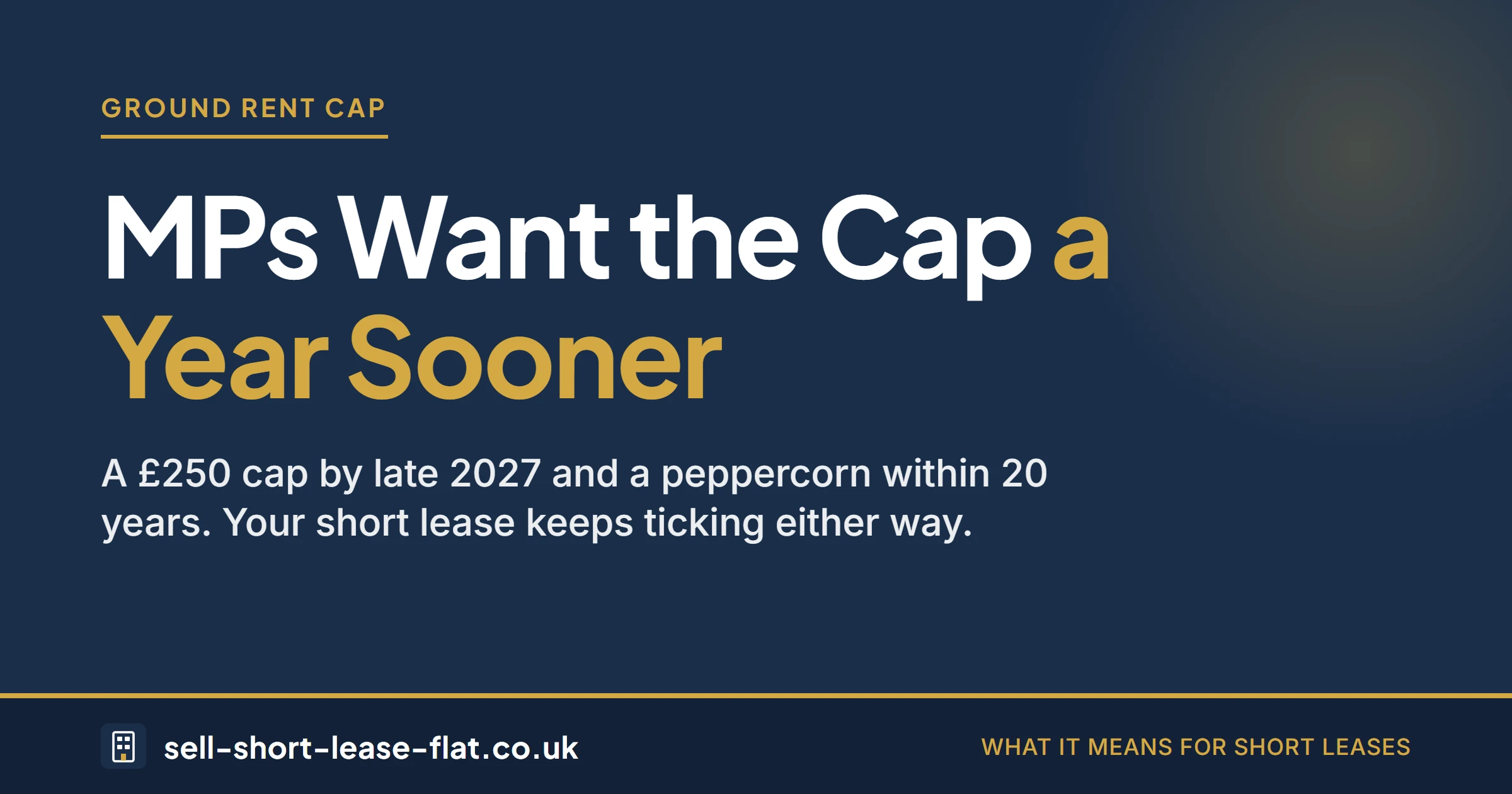 MPs want the &pound;250 ground rent cap in late 2027 and a peppercorn within 20 years