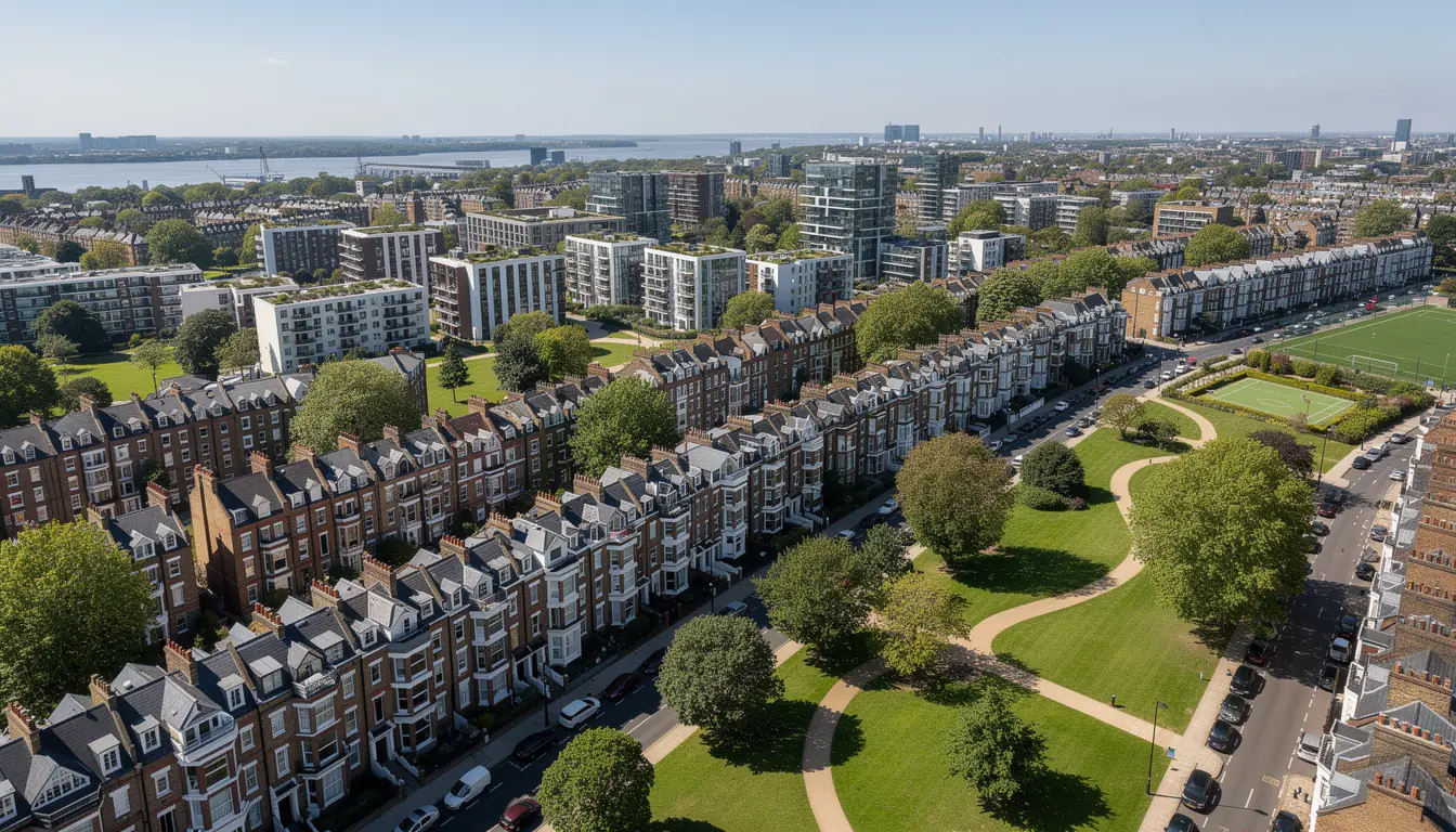 Aerial view of London boroughs where we buy short lease flats