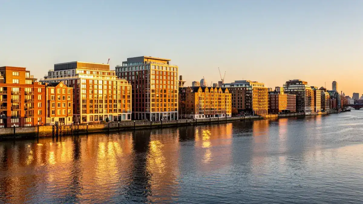 London skyline showing residential flats and apartment buildings across the city
